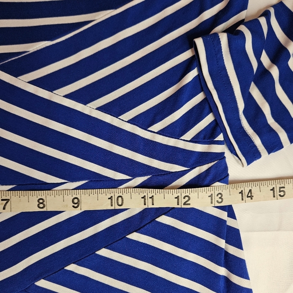 Rephyllis Womens Blue & White Striped Bodycon Dress With 3/4 Sleeves Size Medium - Picture 6 of 9